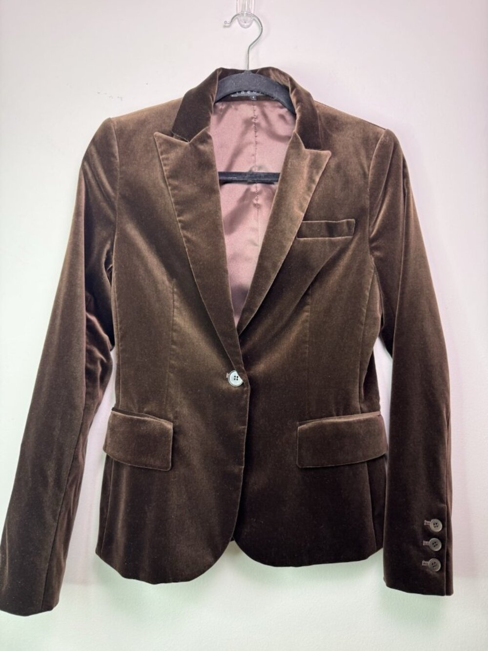 Theory Brown Velvet Jacket Blazer Classic Womens Size 4 USA